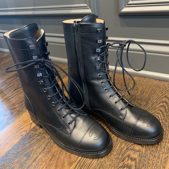 chanel calfskin boots